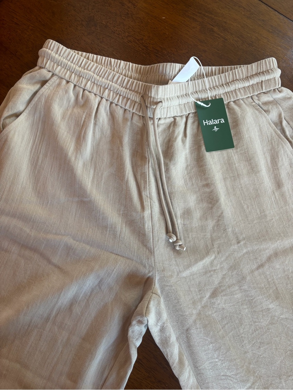 NWT Halara High Waisted Drawstring Pocket Wide Leg Baggy Casual Linen-Feel Pants - Picture 3 of 6